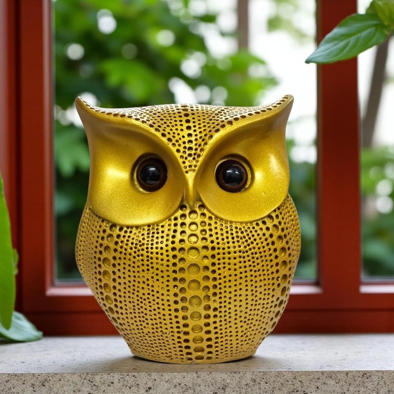 RIANZ® Golden Resin Owl Showpiece - Handcrafted Decorative Figurine for Home & Office - Image 5